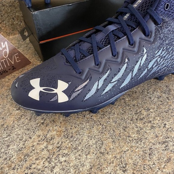 Under Armour Spotlight Mid 4D Foam Football Cleats Navy 3023963-106 Size 12.5 - Picture 3 of 8